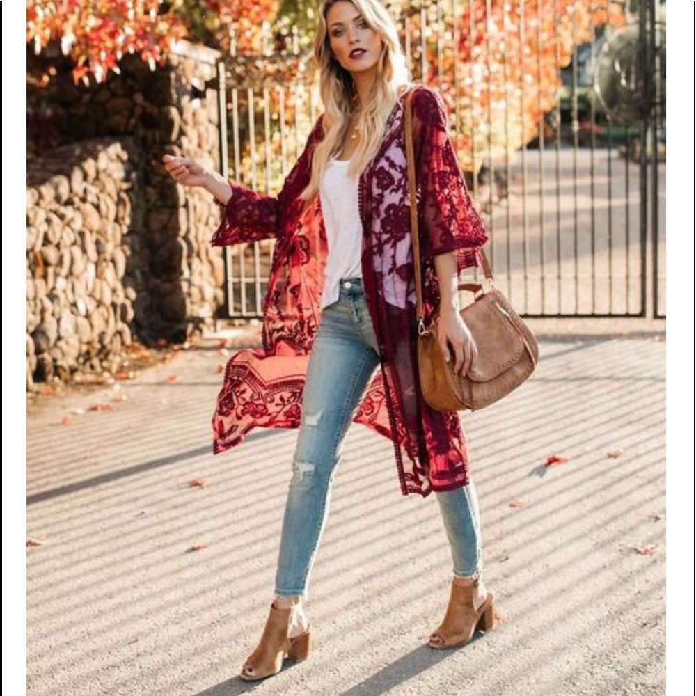 SILVIA | Lace Kimono Cardigan | - Picture 6 of 7